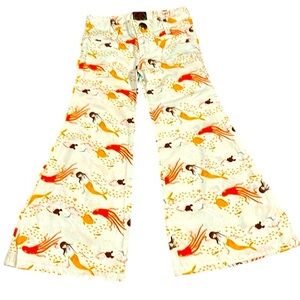 Heather Ross' Mendocino mermaids and seahorses Flared Pants